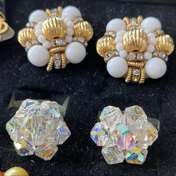 Lot Of Vintage Clip On Earrings 9 Pairs - Picture 5 of 15